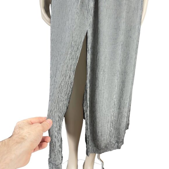 OLSEN Germany Crinkle Transitional A-line Midi Gray Button-Down Shirt Dress 38 - Picture 9 of 10